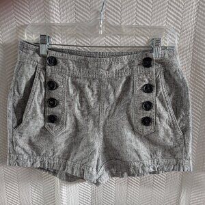 EXPRESS Linen Blend Grey Sailor Shorts Size 6 Summer Nautical Coastal